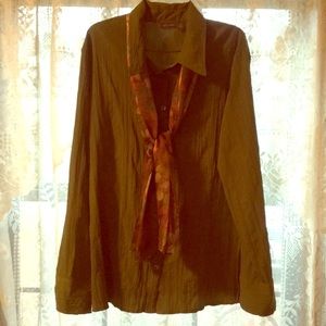 Blouse with vintage scarf